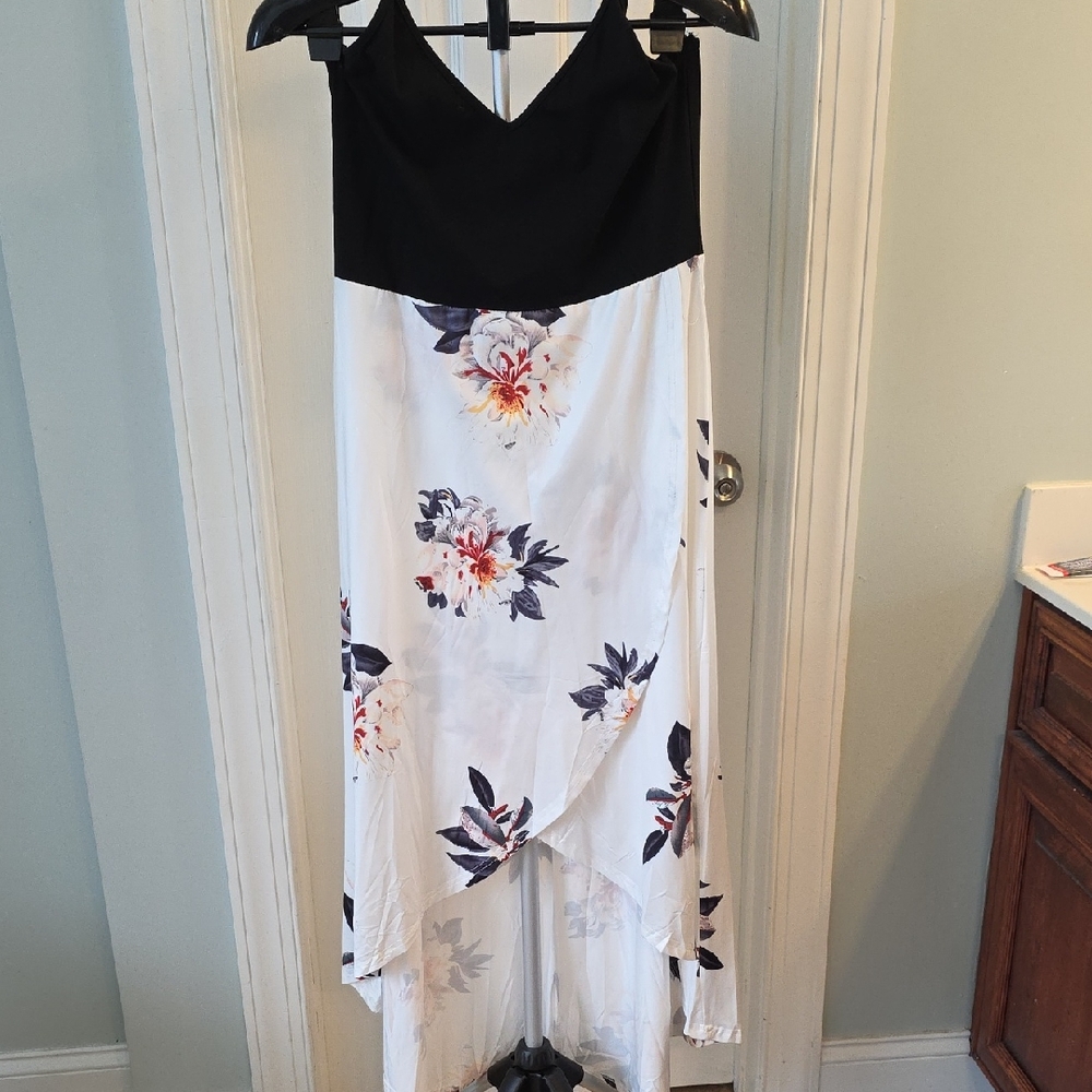 Floral Black and White Women's Dress